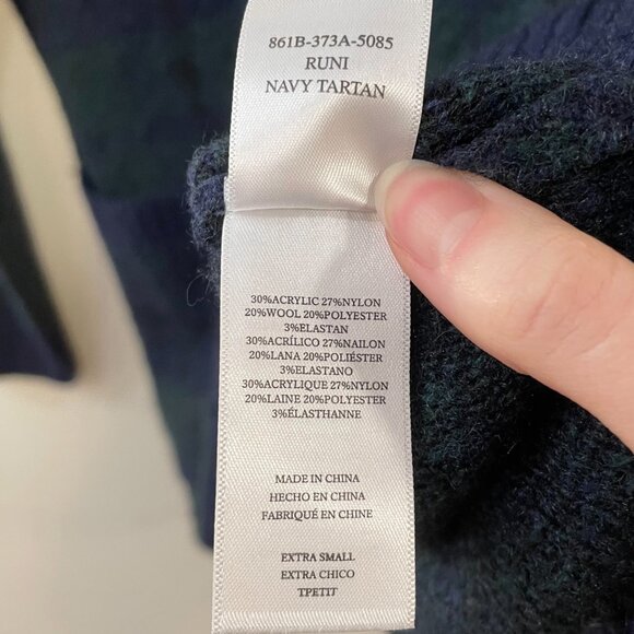 New Rails Runi Tartan Jeweled Button Cardigan Navy Green XS $268 - Picture 8 of 9